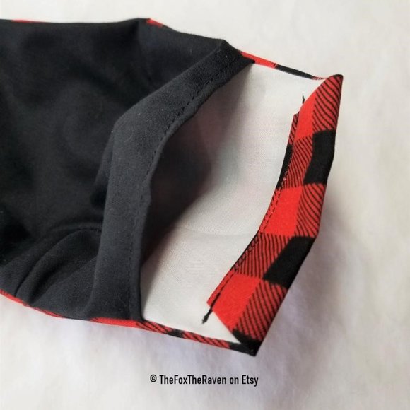 Buffalo Check Christmas Holiday Fitted Face Mask - Picture 5 of 7
